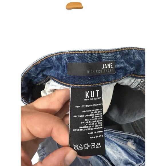 Kut From The Kloth Distressed Cut Off Jane High Rise Denim Shorts Size 14 - Picture 6 of 9